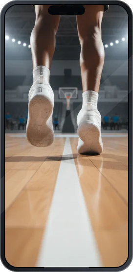 Imagen ilustrativa de baloncesto en la pantalla de un teléfono