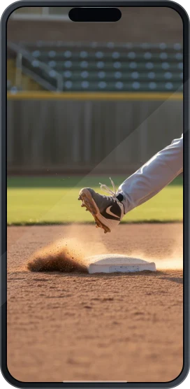 Imagen ilustrativa de béisbol en la pantalla de un teléfono